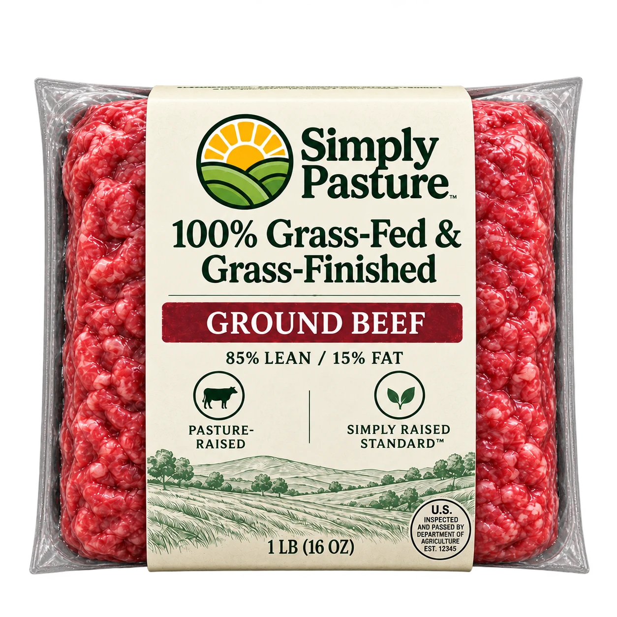 Package of 100% Grass-Fed & Grass-Finished Ground Beef