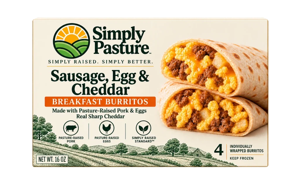 Package of Sausage, Egg & Cheddar Breakfast Burritos