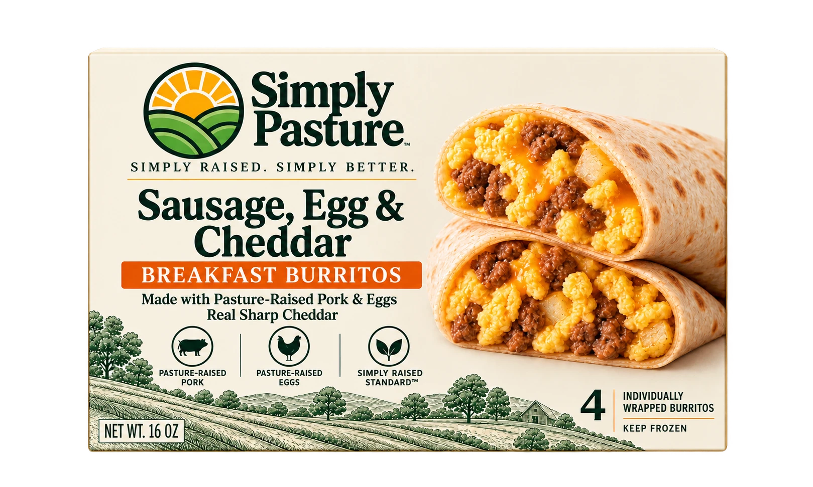 Package of Sausage, Egg & Cheddar Breakfast Burritos