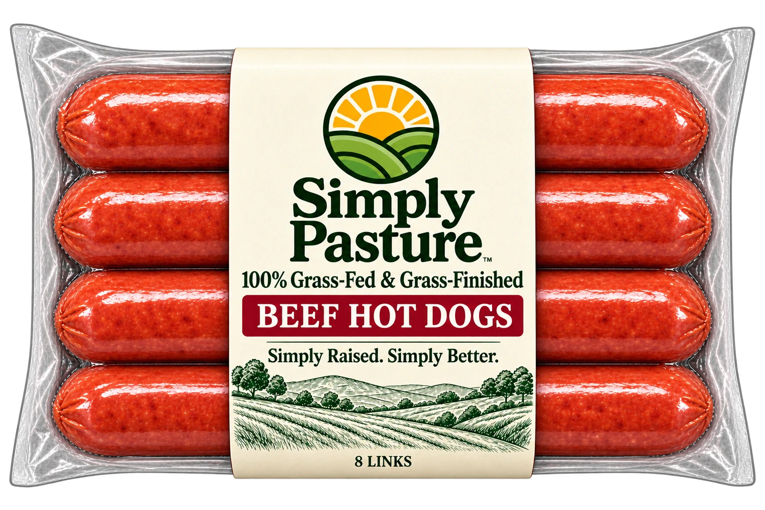 Package of 100% Grass-Fed & Grass-Finished Beef Hot Dogs